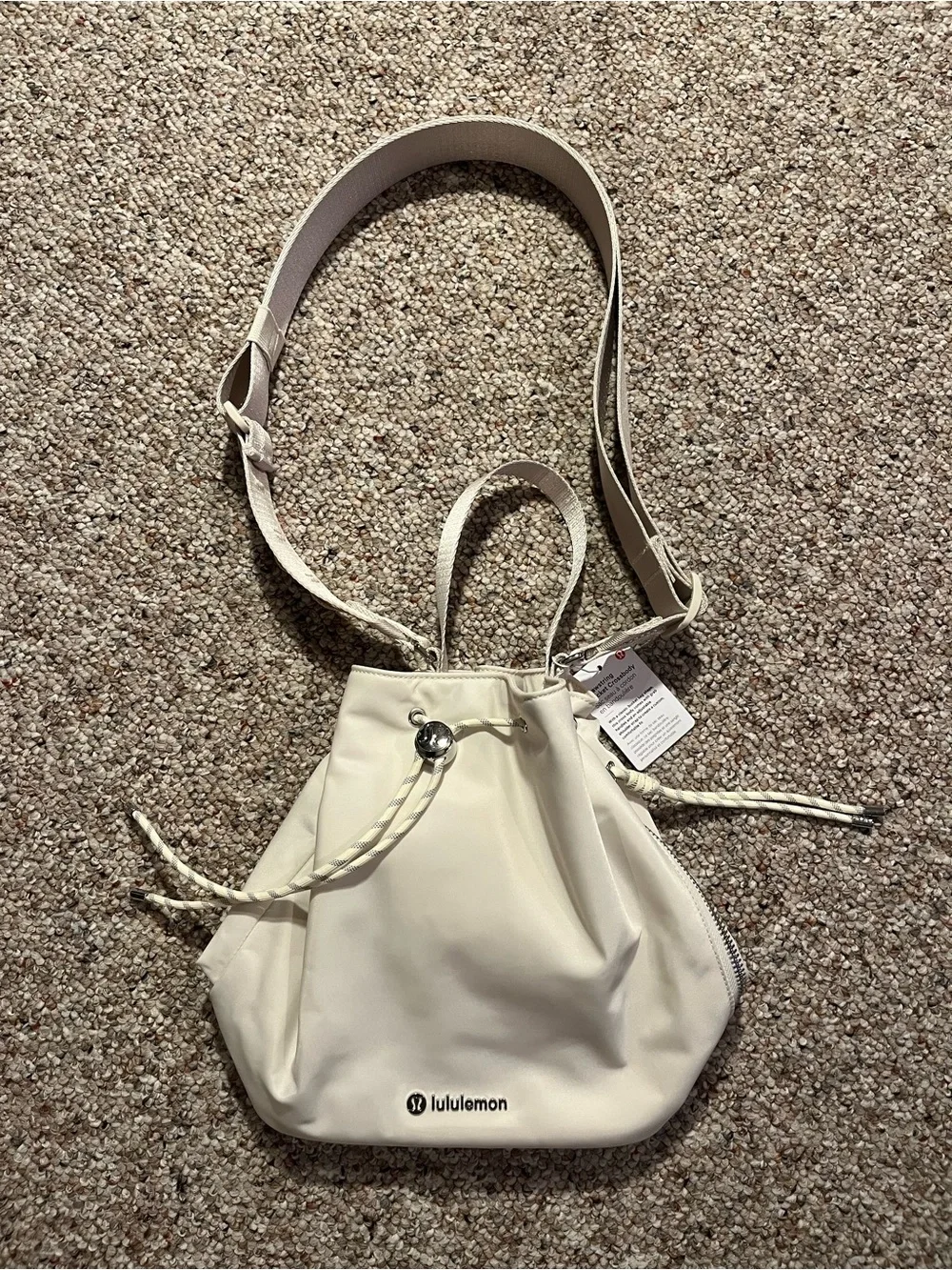 lululemon athletica Cream Drawstring Bucket Crossbody Bag